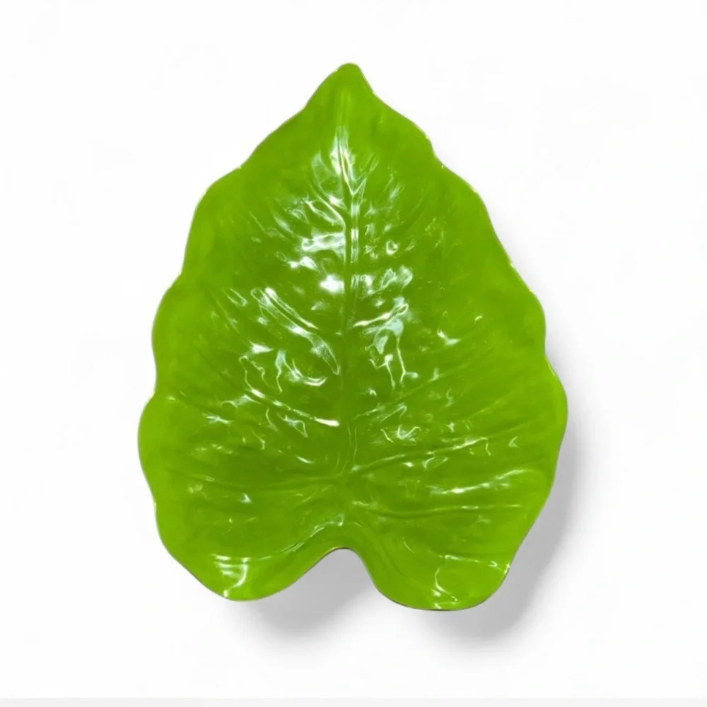 Fun Bright Green Leaf Platter Summer Entertaining Tablescape Safe Y2K Pier 1
